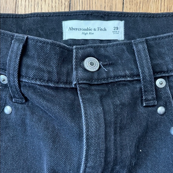 Abercrombie & Fitch Black Studded Denim Mini Skirt waist size 29 - Picture 3 of 5